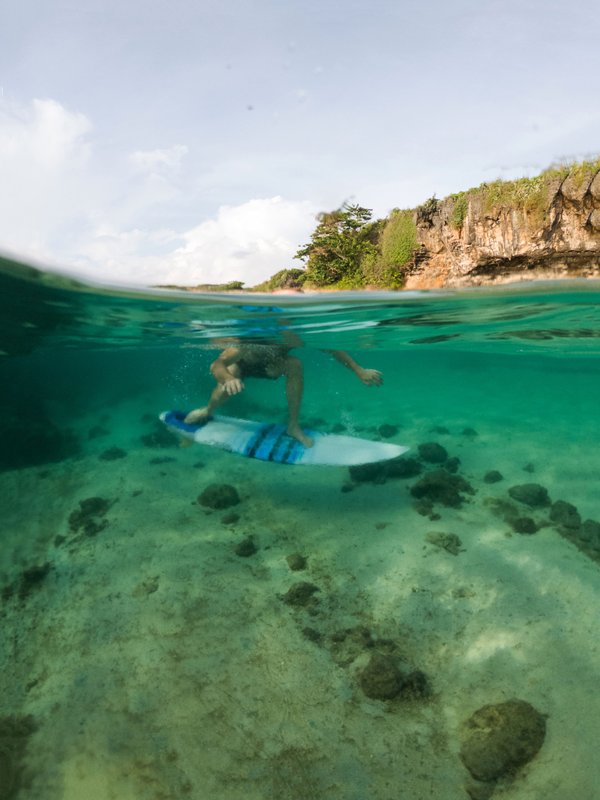 Underwater Surfer In Clear Ocean — nature wallpaper, 4K